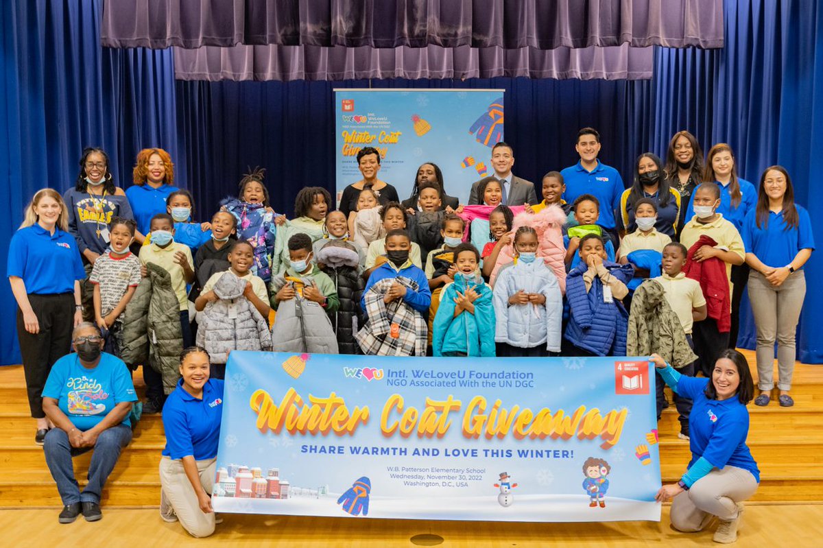On Wednesday, November 30, 2022 the International WeLoveU Foundation hosted a winter clothing donation event at W.B. Patterson Elementary School in Washington, D.C. to provide new winter gear to students and families in need. ❄️ 🧥 🧣 🧤 #GoodHealth #WellBeing #WeLoveU #SDGs