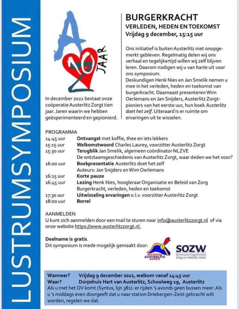 Al 10 jaar een #zorgzaamdorp #Austerlitz #hoera gefeliciteerd!  #samenleving aanbieding boek 'Austerlitz doet het zelf' van Jan Snijders en Wim Oerlemans #vrijstaatausterlitz #meestribbelen #burgerkracht