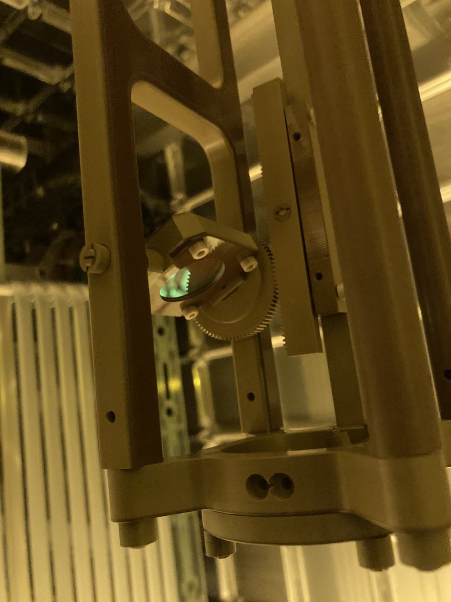 LateMattia's tweet photo. First @DUNEScience laser calibration system installed at #protoDUNE at @CERN’s #NeutrinoPlatform by the @LosAlamosNatLab &amp; @lip_pt teams to produce controlled tracks inside the 700+ tons Liquid Argon Time Projection Chamber for better reconstruction of #neutrino events https://t.co/vs7OhWeL2s