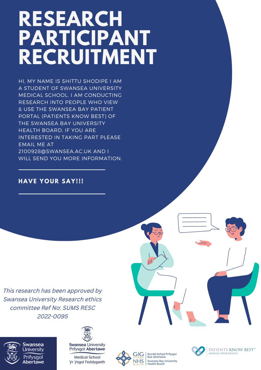 LynnLynnmatt61's tweet image. Please share -  my colleague @Iam_Juwon is working to complete his dissertation and looking for people who have used  my.patientsknowbest.com
Hope you can help. 
@MenopauseTeam @BLKMenopause @PCamhs 
@carolynharris24 
@SwanseaCVS 
@NicolaQuarry 
@SwanseaMAD 
@ND_SWgroup