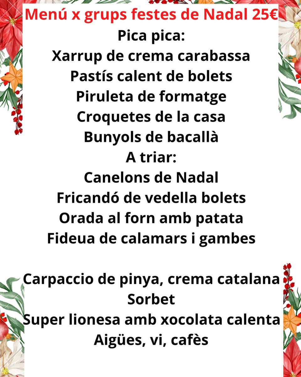 CanJeroniFig's tweet photo. Dinars de grups per aquestes festes #restaurant #canjeroni #figueres #lacuinadelvent #nadal https://t.co/VkOLhU3jb6