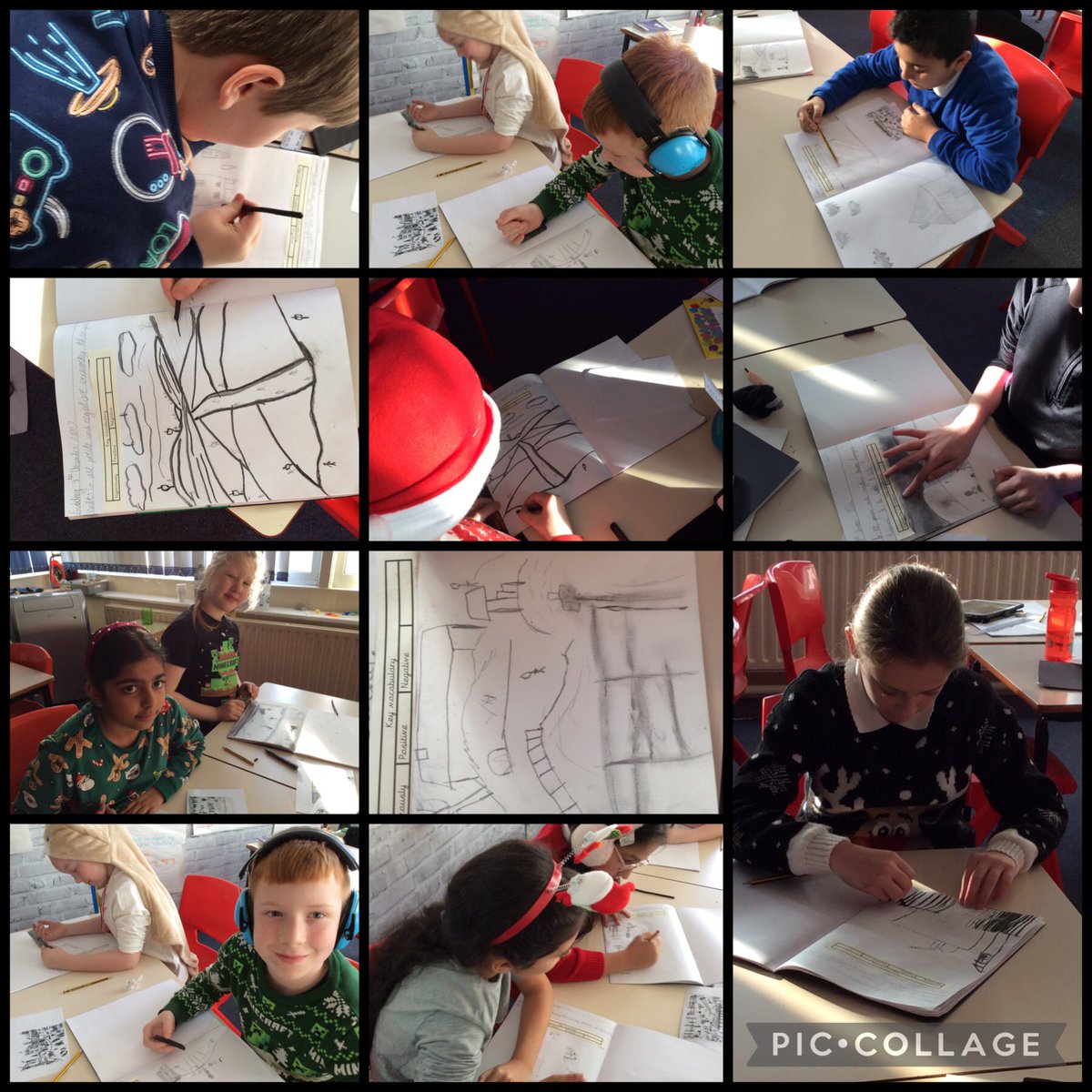 GSPSIndia's tweet photo. @GSPSIndia have had a brilliant morning using positive and negative drawing techniques in response to our topics artist Lowry #GSPSArt @GwladysStPrim https://t.co/nfKmTJkoPK