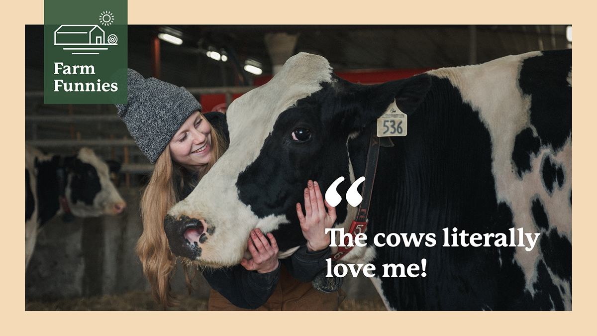 When you see Laila working the farm, there’s no doubt that her cows love her just as much as she loves them. 
#AllFromAGoodPlace
#FromAFarmKid #FarmFunnies #CountryLiving
#DairyFarmingInManitoba