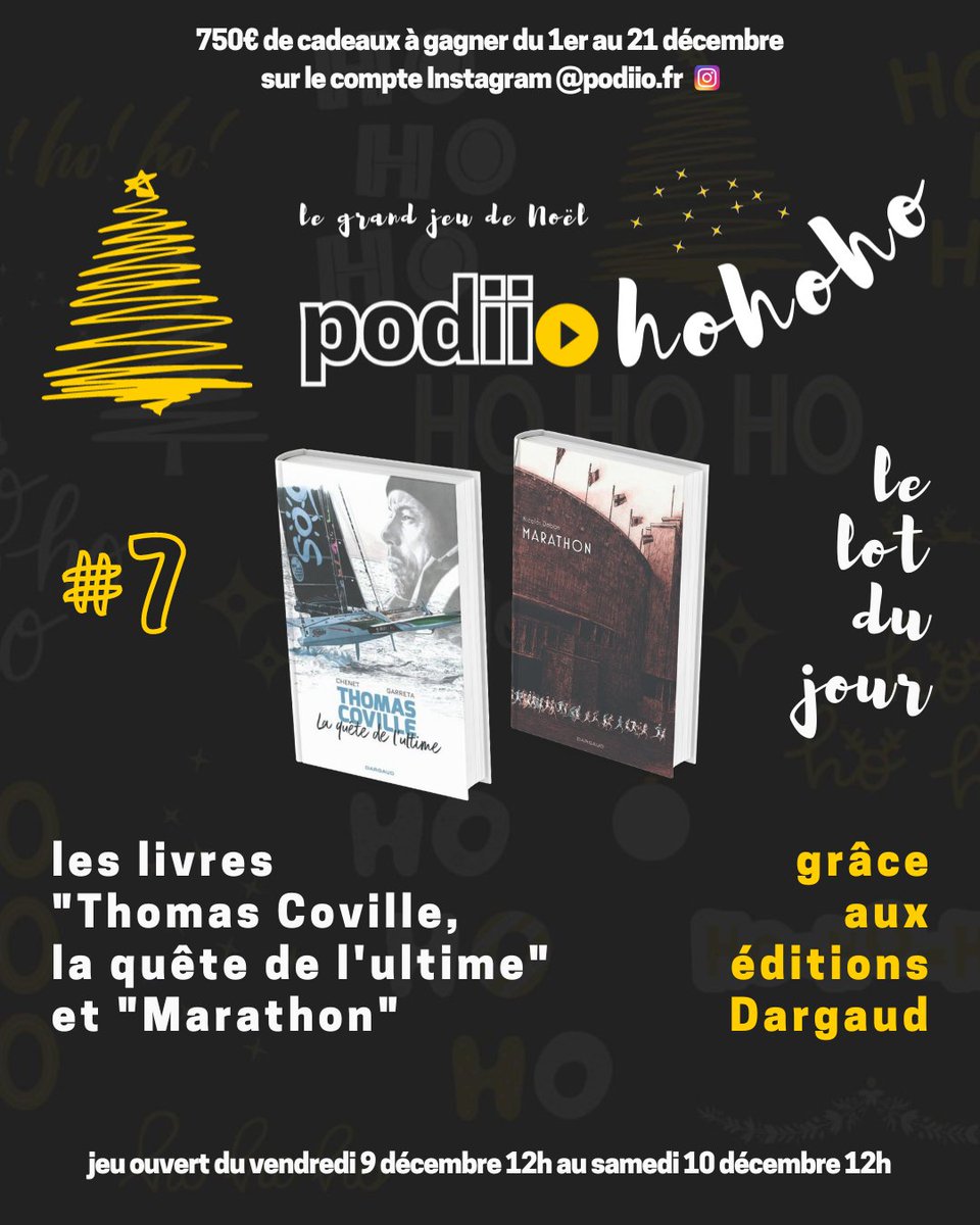 podiio_'s tweet image. A gagner sur notre compte Instagram avant samedi 12h 🎁

Deux magnifiques ouvrages, pour les passionnés de mer, de marathon... et surtout de BD 🖍

Par ici 👉 instagram.com/p/Cl8dpeVLJEA/…

🎅 Tout au long du mois de décembre, 750€ de cadeaux à gagner avec Podiiohohoho : suivez-nous !