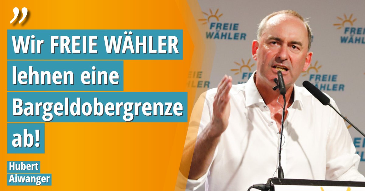 .<a href="/HubertAiwanger/">Hubert Aiwanger</a> sagt: „Eine #Bargeldobergrenze ist die Vorstufe zur #Bargeldabschaffung. Wir #FREIEWÄHLER lehnen beides ab. Wir wollen keine staatliche Zwangsmaßnahme, deren vermeintlicher Vorteil zur Kriminalitätsbekämpfung überhaupt nicht belegt ist.“ 💸👍
