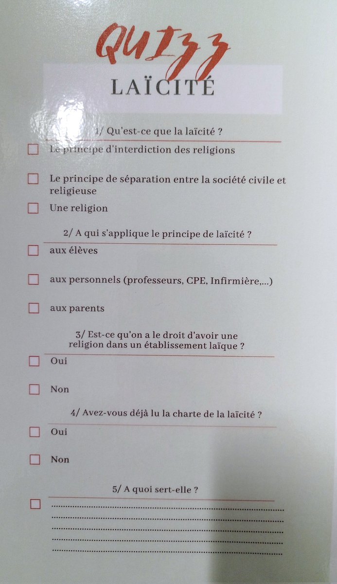 CVL : Dans le cadre de la journée de la  #laïcité, nos élus au #CVL informent et sensibilisent leurs camarades tout au long de la pause méridienne. Bravo à eux pour leur travail !