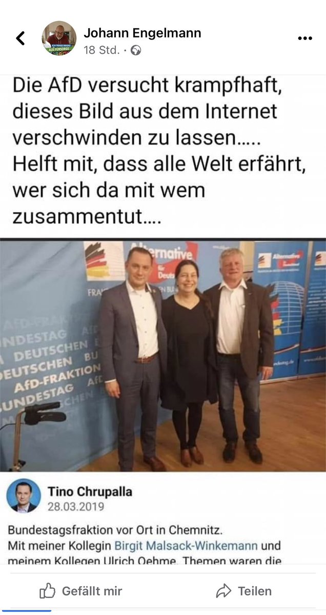 Interessant ist es schon, wer da mit wem umschlungen posiert und wenig überraschend. Wenn die #AfD bzw #noafd verhindern will, dass dieses Bild verbreitet wird, um ihre Nähe zu #Reichsbürger #Rechtsterrorismus &amp; #Umsturz zu verschleiern, sollten wir dagegen Aufklärung betreiben