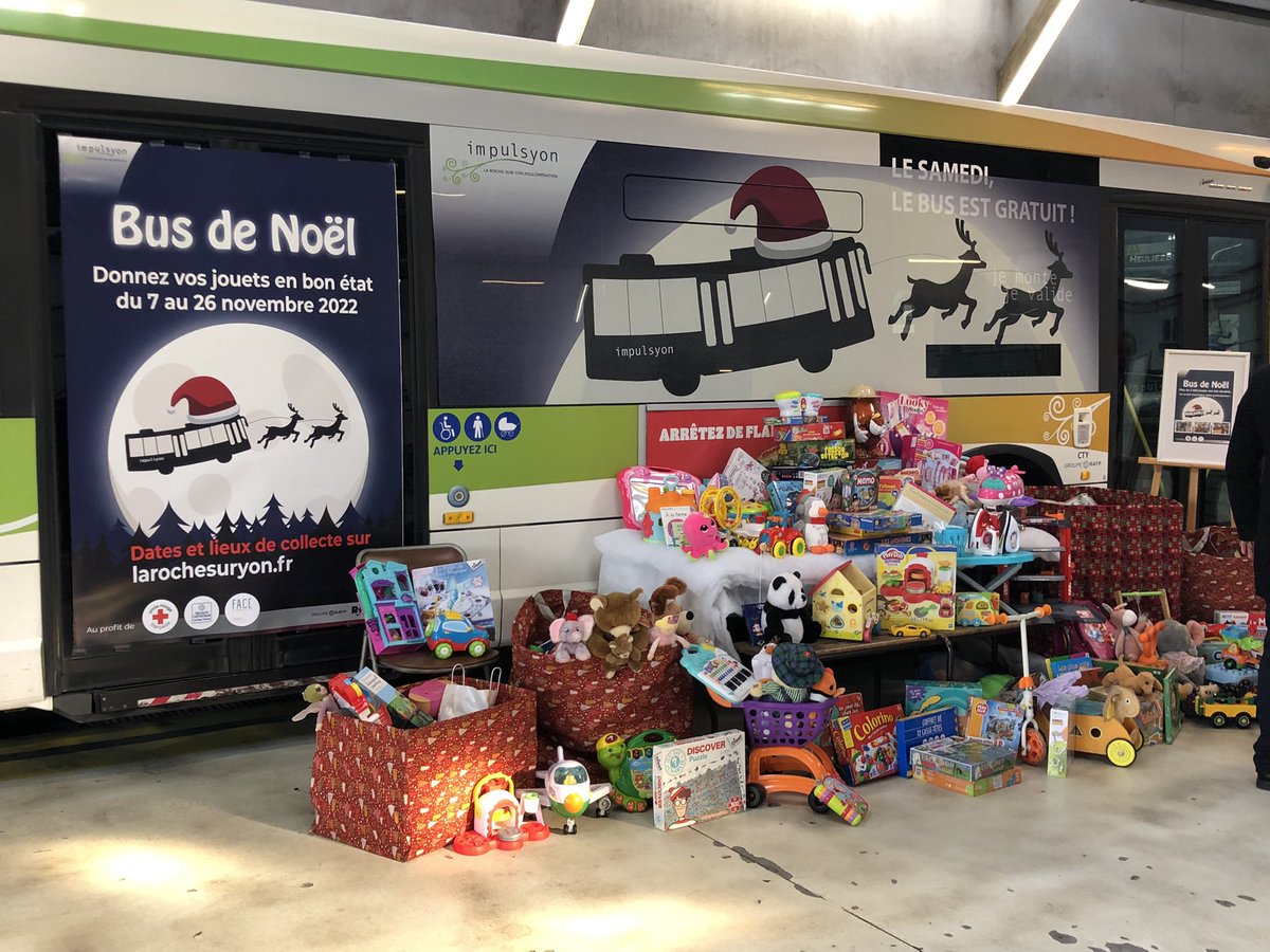 🎁+ de 3.500 jouets ont été récoltés par le bus de Noël d’Impulsyon, qui a sillonné l'agglomération de <a href="/larochesuryonfr/">La Roche-sur-Yon, Ville & Agglomération</a> pour permettre à des enfants de recevoir des cadeaux de noel par l’intermédiaire d’associations locales <a href="/CroixRouge/">Croix-Rouge fr</a> , <a href="/FaceVendee/">FACE Vendée</a> et @caritasfrance 👏