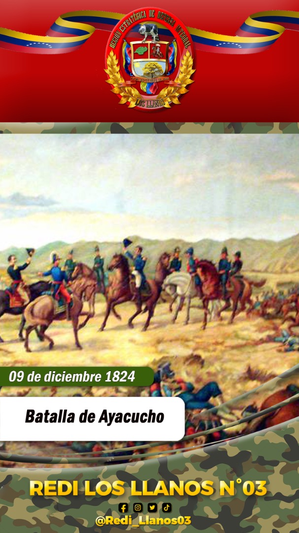 #09Dic|En 1824 se libró la Batalla de Ayacucho el cual fue el último enfrentamiento en el marco de la Guerra de Independencia Americana, siendo la tropas patriotas comandadas por Antonio José de Sucre, obteniendo la Independencia del Perú🇵🇪