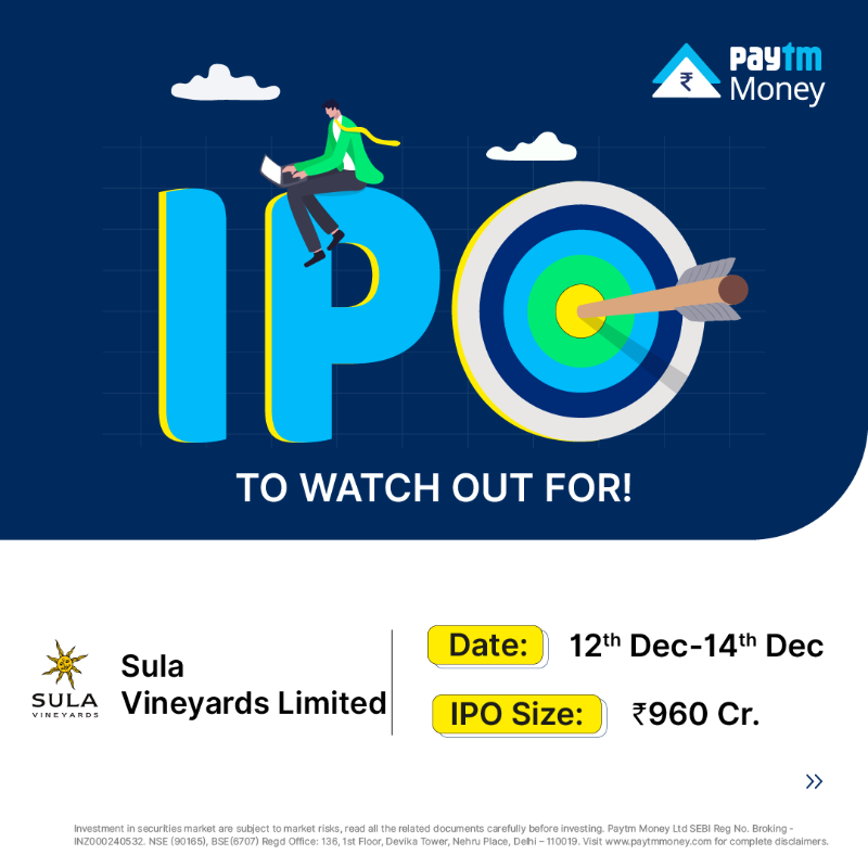 PaytmMoney's tweet photo. Celebrate the December spirit with an IPO-packed calendar.
Sula Vineyards IPO is going live on 12th December.
Pre-apply on Paytm Money now - https://t.co/E0eyL2qeNt
#IPOAlert #SulaIPO #IPOrush #MarketUpdate #StockMarketIndia