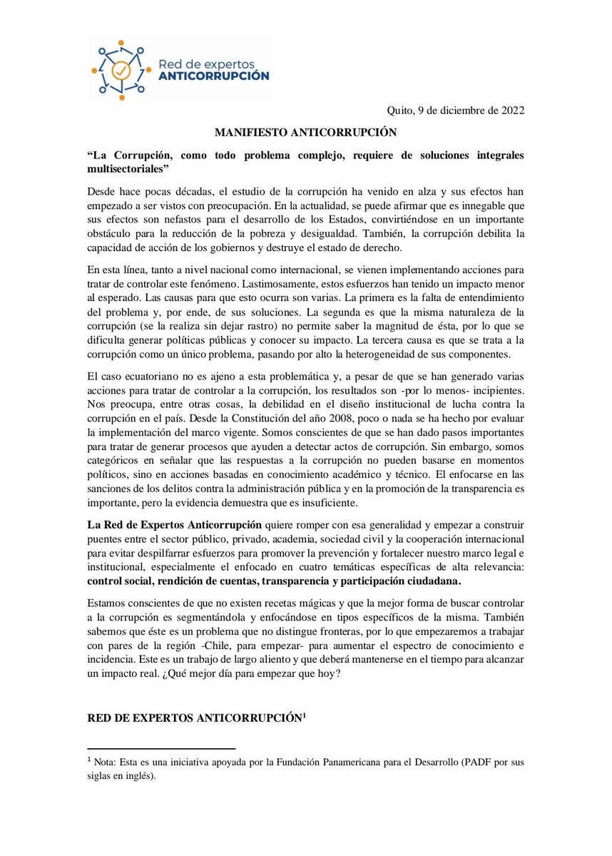 RedAnticorr's tweet photo. Nuestro Manifiesto por el 9 de Diciembre: Día Internacional contra la Corrupción 
#DiaAnticorrupcion
#AntiCorruptionDay https://t.co/IyeVaou4hW