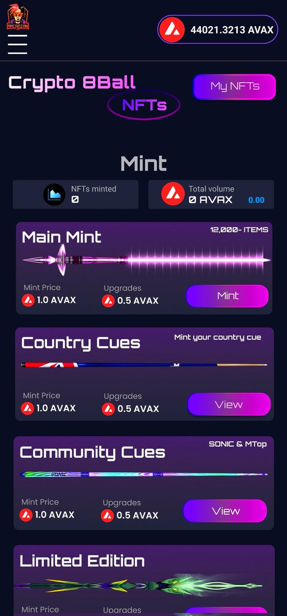 #Crypto8Ball Is almost ready to roll. 

Mint on mob or PC 👀

<a href="/ArcadianHub/">Arcadian</a> 
<a href="/SonicSwapIO/">SonicSwap.IO ⚡ | MultiChain Ecosystem 💙 💜</a> 
@MtopDegen 

#Arcadian #Avalanche #HarmonyONE