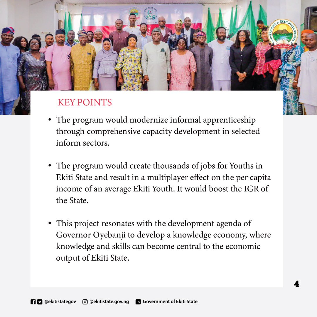 ekitistategov's tweet photo. Governor Oyebanji @biodunaoyebanji launched the Innovation Grant Facility in Ekiti State to enhance #innovation and creativity through advanced #digital skills and digital #entrepreneurship. 

Check the infographics for more details 📲 

#BAOGovernance #Ekiti #KeepEkitiWorking https://t.co/F8O0Svbah7