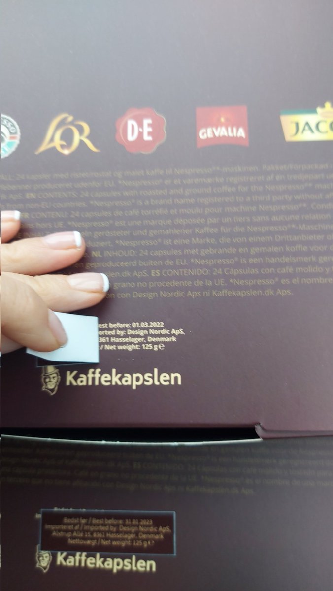 <a href="/kaffekapslendk/">Kaffekapslen</a>  de vergüenza, etiqueta encima y me mandan producto caducado. VERGONZOSO