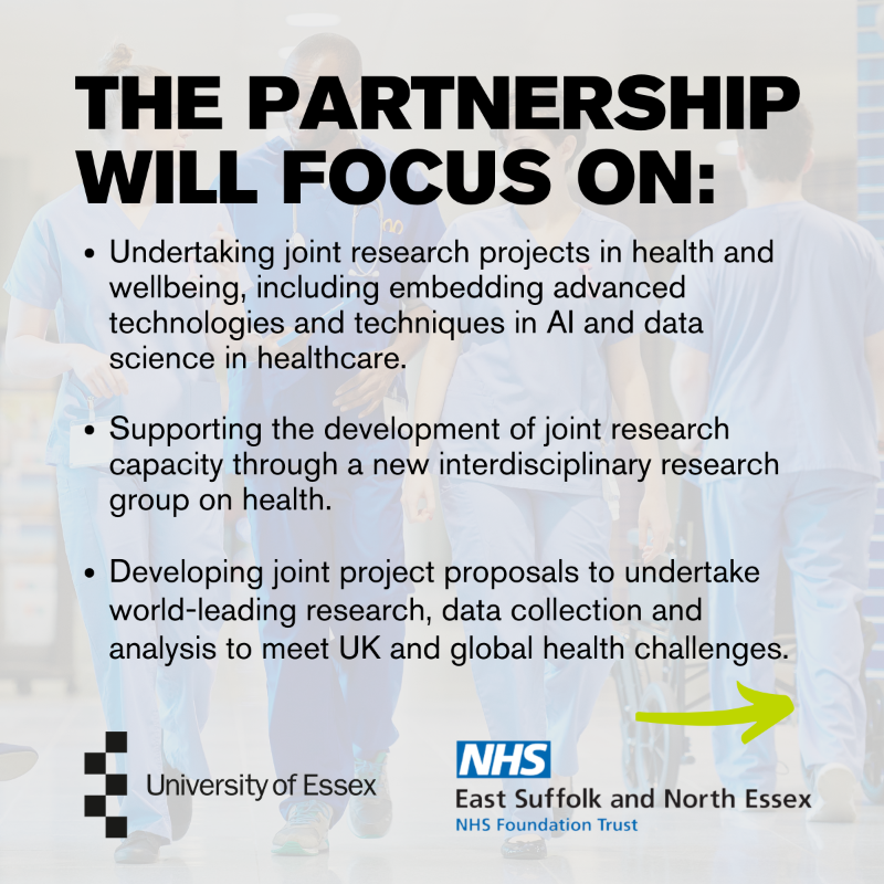 UoE_Business's tweet photo. 📢 New partnership alert! The @Uni_of_Essex with @EssexIADS is using its expertise in data analytics and AI to help make real-world improvements to vital hospital services in a new partnership with the East Suffolk and North Essex NHS Foundation Trust

Read more here 👇
