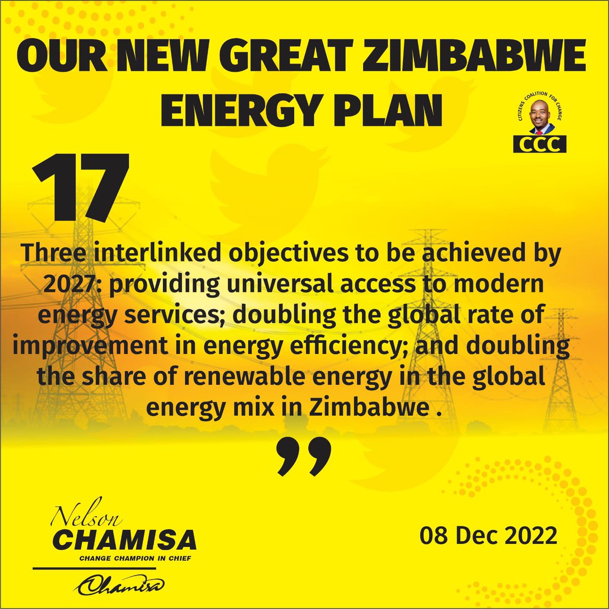 CCCZimbabwe's tweet photo. 5. ⚡️OUR NEW GREAT ZIMBABWE ENERGY PLAN: #FixZESA https://t.co/koggmPsKzr