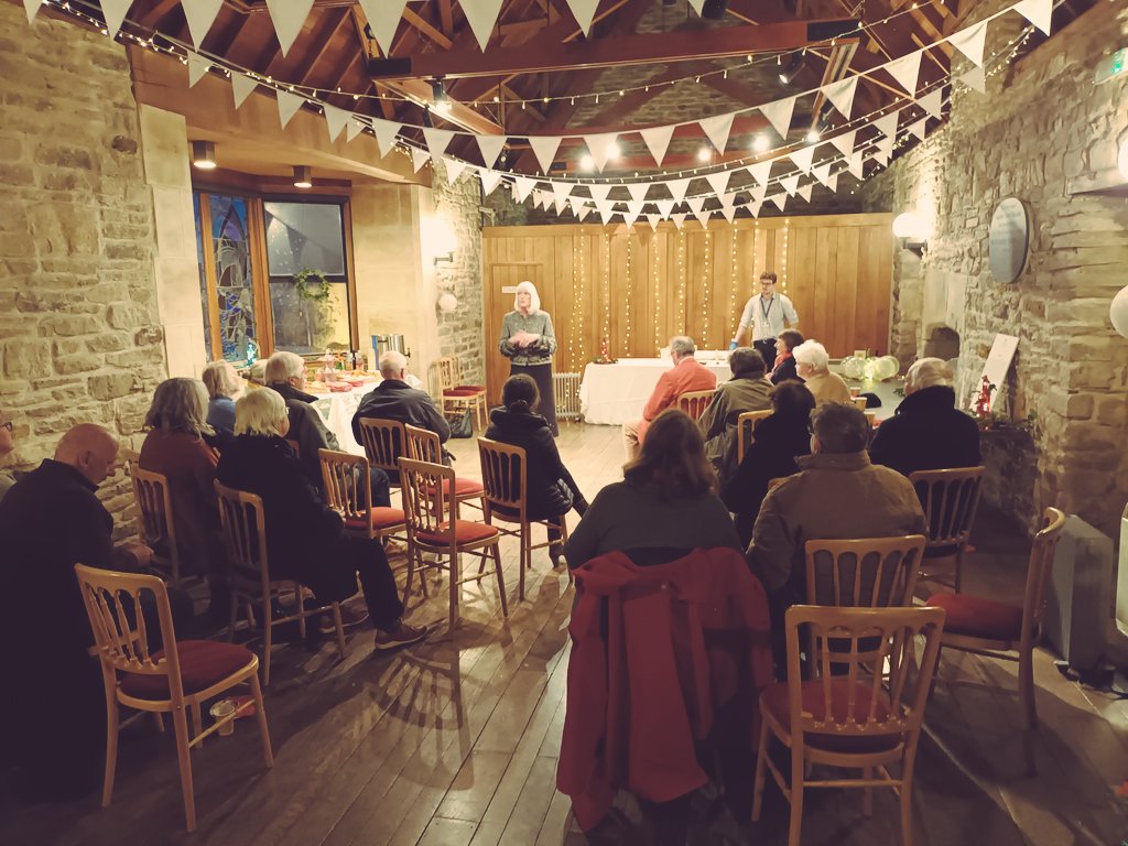 PooleFoundation's tweet photo. PMF trustees &amp; members enjoyed a festive evening at Scaplen’s Court last night. Thank you Joe for an interesting insight into the Our Museum Project work of the curator team and to the local community choir Citrus Singers for entertaining us with seasonal songs. Happy Christmas! https://t.co/QGGFfF6B1w