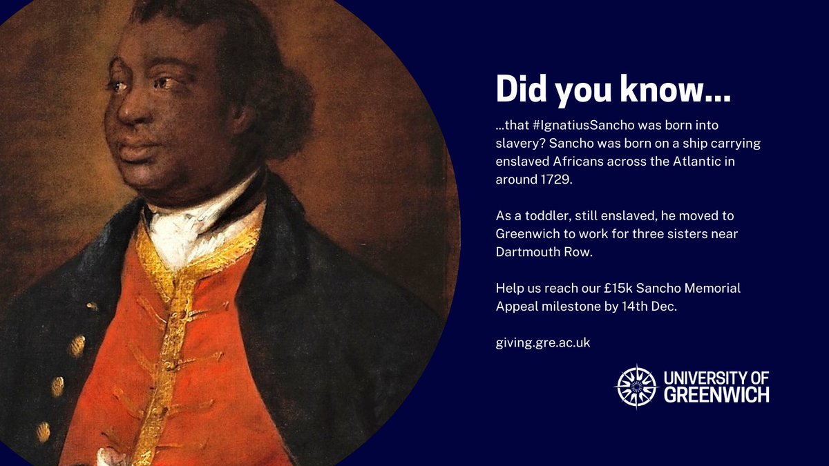 Greenwich Alumni (@greenwichalumni) on Twitter photo Did you know that #IgnatiusSancho was born on a ship carrying enslaved Africans across the Atlantic? As a toddler, still enslaved, he moved to Greenwich to work for 3 sisters. Help us keep his story alive - crowd.in/Qf5IFS #GreenwichGives <a href="/UniofGreenwich/">Uni of Greenwich</a> <a href="/theroyalparks/">The Royal Parks</a> Did you know that #IgnatiusSancho was born on a ship carrying enslaved Africans across the Atlantic? As a toddler, still enslaved, he moved to Greenwich to work for 3 sisters. Help us keep his story alive - crowd.in/Qf5IFS #GreenwichGives <a href="/UniofGreenwich/">Uni of Greenwich</a> <a href="/theroyalparks/">The Royal Parks</a>