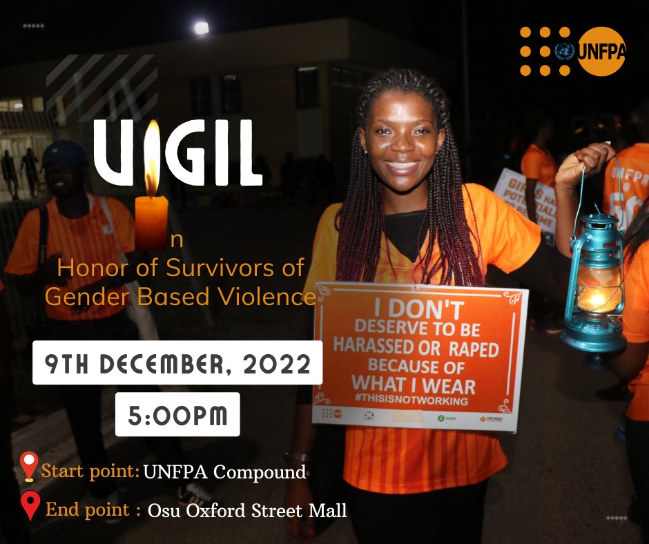 UNFPAGhana's tweet photo. Join us today at 5pm for a solemn walk to mark the #16DaysOfActivismAgainstGBV in honour of survivors of #GenderBasedViolence

📍Start point: UNFPA Ghana Compound.
📍End point: Osu Oxford Street Mall.

#EndGBV 
#ForTheGoodOfGhana🇬🇭 https://t.co/uRjmxBz9m5