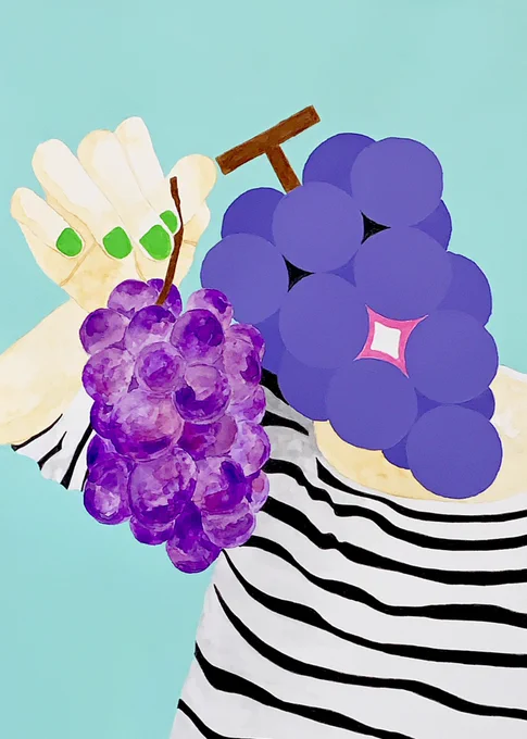 一粒いかが?#イラスト #illust #illustration #イラストレーター #ぶどう 
