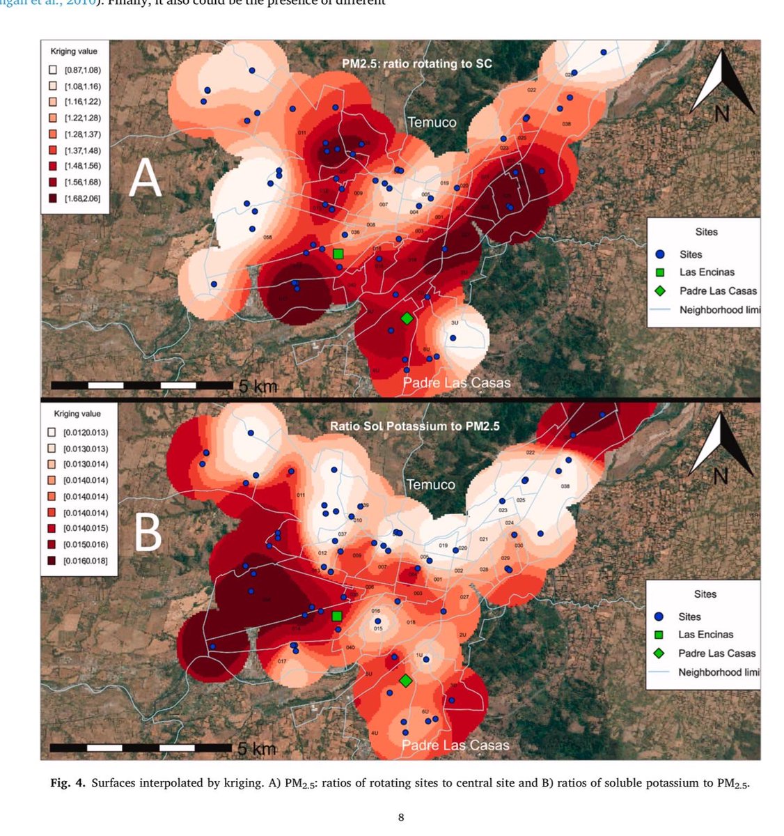 MEQChile's tweet photo. 🤓 Comparto nuestra reciente publicación sobre la “ Distribución espacio-temporal de material particulado y trazadores de humo de leña en Temuco💚💚. La metodología incluye el uso de estación de monitoreo en 40 sitios en distintos sectores de la ciudad. 🧵 1/5 https://t.co/YNh4gYlFyR
