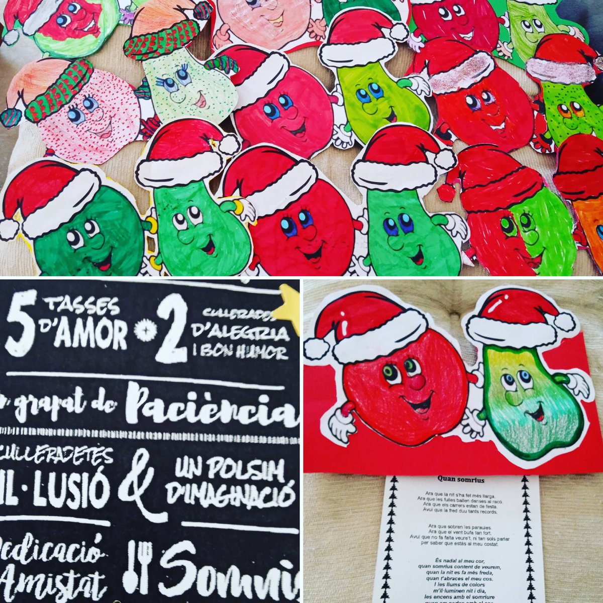 Postals de Nadal fetes pels nens i nenes del menjador de l’ #escolacarmeguaschidarné 🎄