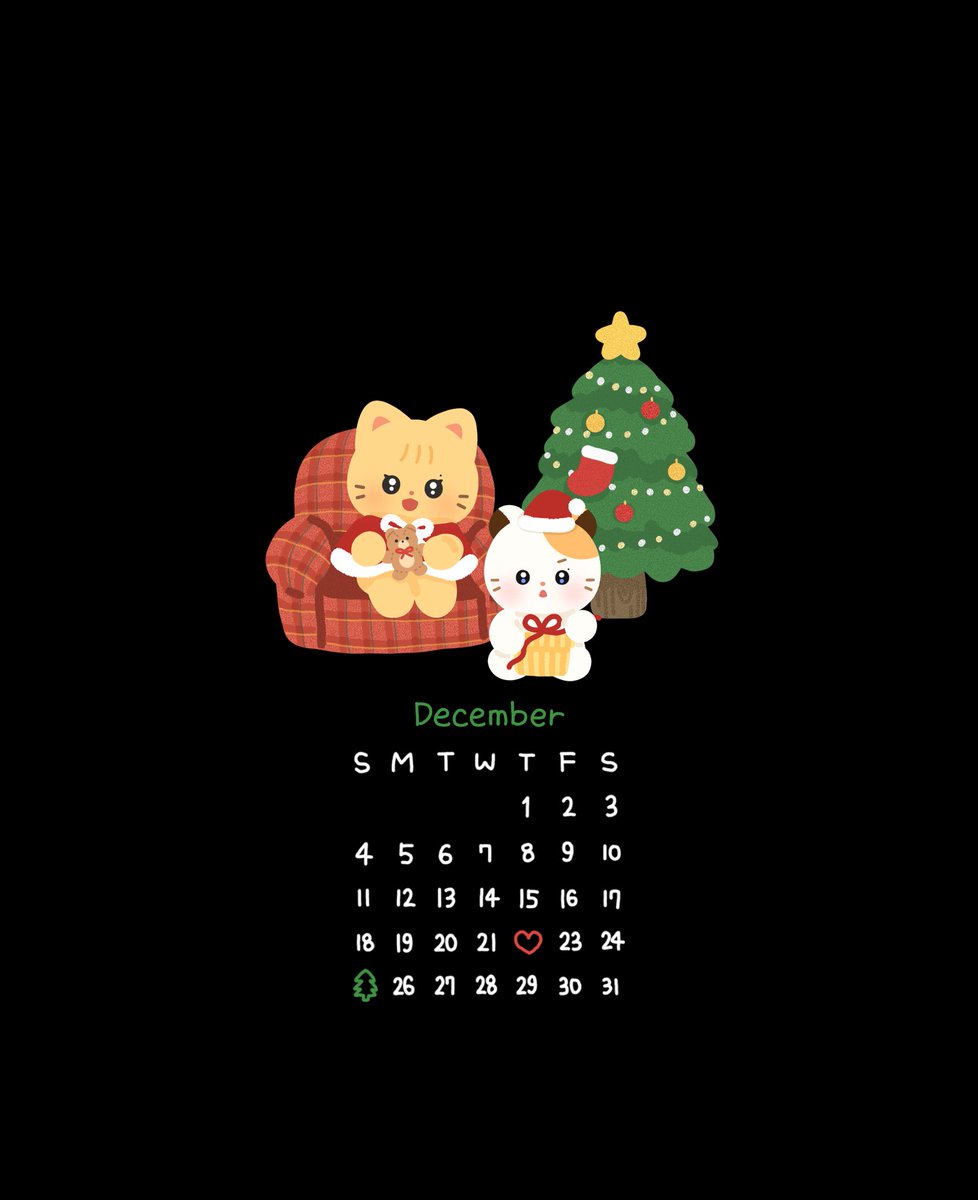 햄냐x콩찌 12월 배경화면 공유합니다.. 🎄🐱🐹🎁