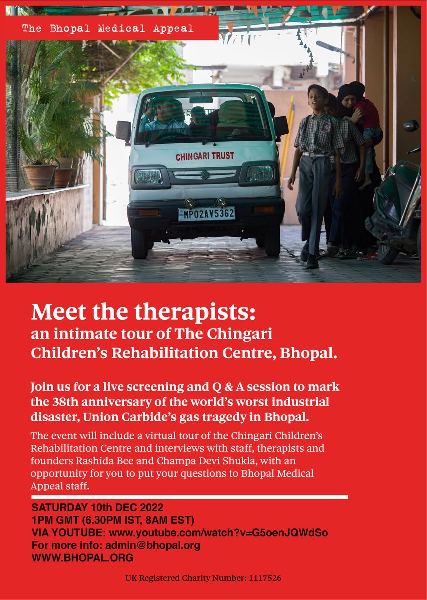 We hope you can join us TOMORROW for our online anniversary event! 
Meet the Therapists: An Intimate Tour of The Chingari Children's Rehabilitation Centre.
SATURDAY 10th DEC 2022
1PM GMT (6.30PM IST, 8AM EST)
VIA YOUTUBE: bit.ly/3XXXqwD