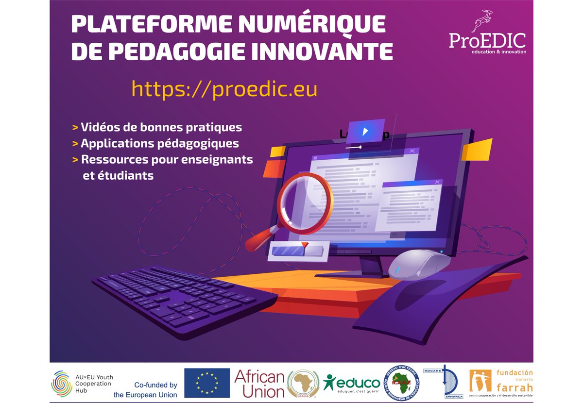 proedic's tweet photo. Vous êtes intéressé par l’éducation ? Vous ne connaissez pas encore la plateforme numerique ProEDIC ? 
Vous y trouverez des formations, des applications, des vidéos de bonnes pratiques et bien plus encore :
https://t.co/2YkP6fqIef https://t.co/sg9rsAq2u3