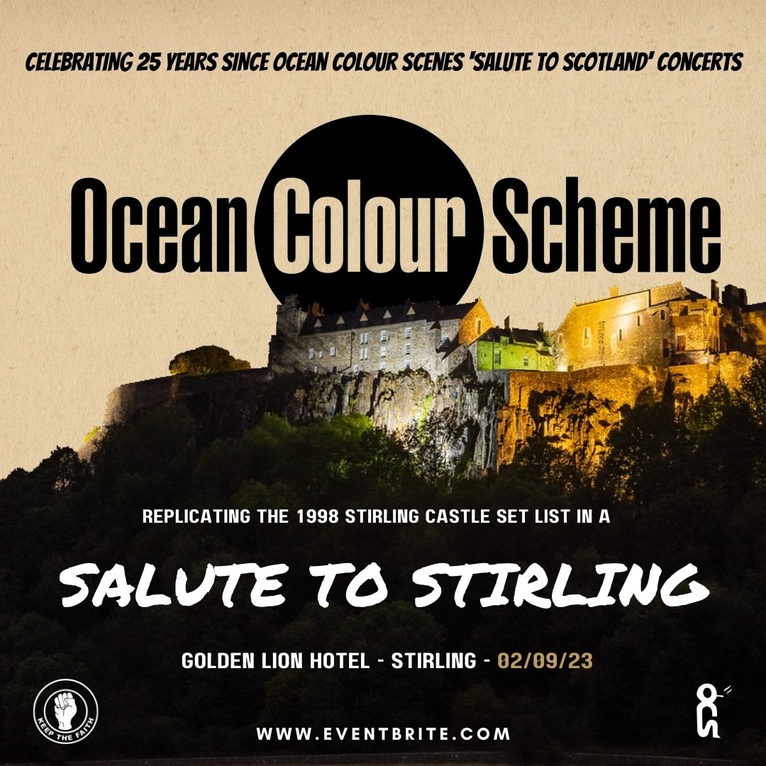 NOW ON SALE 

25 years after OCS three night stint at Stirling Castle, Ocean Colour Scheme will mark the occasion by playing the original set in its entirety.

Special guests TBA

eventbrite.com/e/salute-to-st…