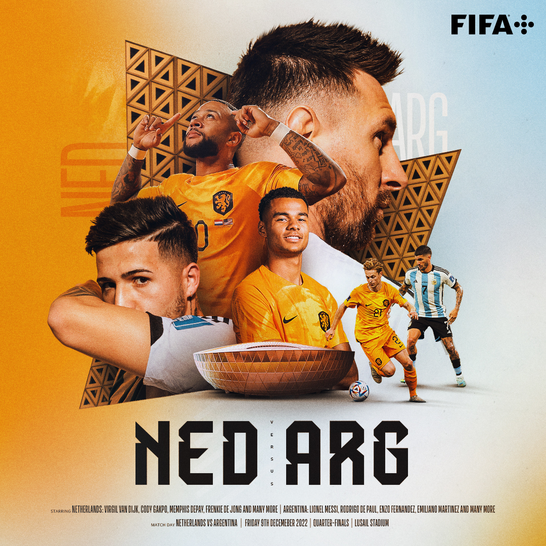 FIFAWorldCup's tweet photo. 🇳🇱 vs 🇦🇷 promises to be a cinematic experience!

Ready for a potential #FIFAWorldCup classic? 🍿 https://t.co/yRi4fX7U26