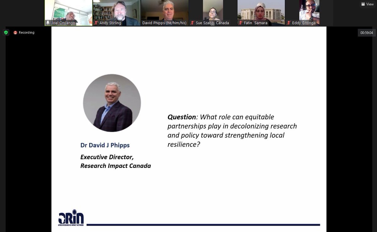arin_africa's tweet photo. "To decolonize research partnerships we need to work with communities and to balance power between communities and researchers: breaking down traditional power structures" @DavidPhipps of the @researchimpact
#ARINConference22
#PanelSession https://t.co/GdmbLyXU53
