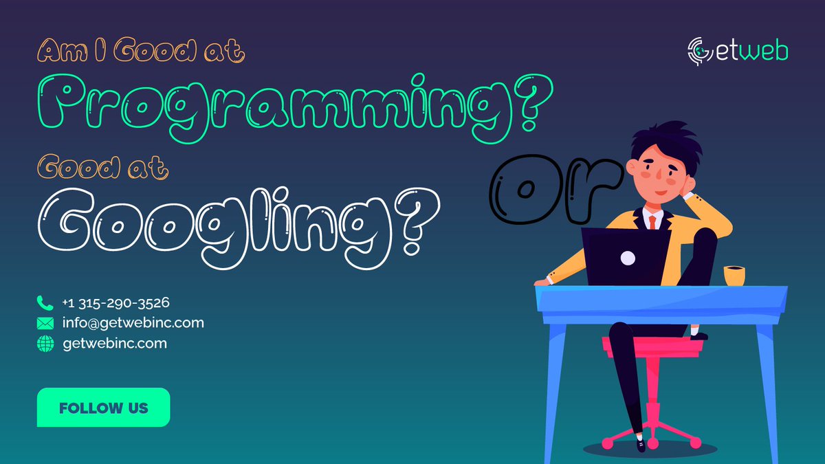 getwebinc's tweet image. Struggling between being a programming mastermind or a master of googling - I can&apos;t decide! 🤔 Call us today at +1 315-290-3526 or visit our website getwebinc.com #UIUX #getweb #user #interface #User experience #landingpage #website #programming #google