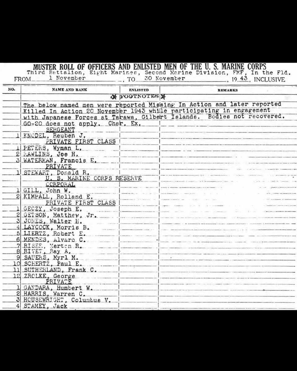 History_Flight's tweet photo. MISSING IN ACTION
Private Donald Roy Stewart
Born: 1 March 1921 in Yakima, WA. He was killed in action on 20 November 1943 on Betio Island, Tarawa Atoll. 

History Flight is tirelessly searching for PVT Donald Stewart to recover and return him to his family one day. https://t.co/qmY4QfoZY8