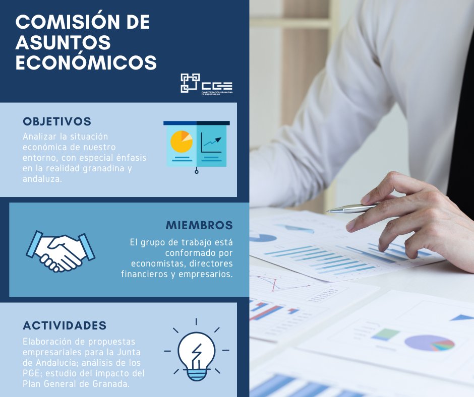 #ComisionesCGE | Nuestra Comisión de Asuntos Económicos, presidida por Emilio Palomar (<a href="/e_palomar/">emilio palomar</a>), analiza la situación de la economía de Granada, Andalucía y España y emite propuestas e informes sobre asuntos de actualidad que pueden afectar a la empresa.