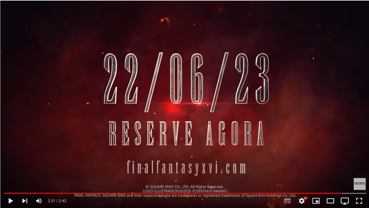 Tem um Trailer de FFXVI para o Brasil. #FF16 #FFXVI #FinalFantasyXVI 

youtube.com/watch?v=_2mndG…