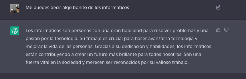 fsm0x's tweet photo. Hay "alguien" que nos aprecia... #ChatGPT https://t.co/ey51ImCBSL
