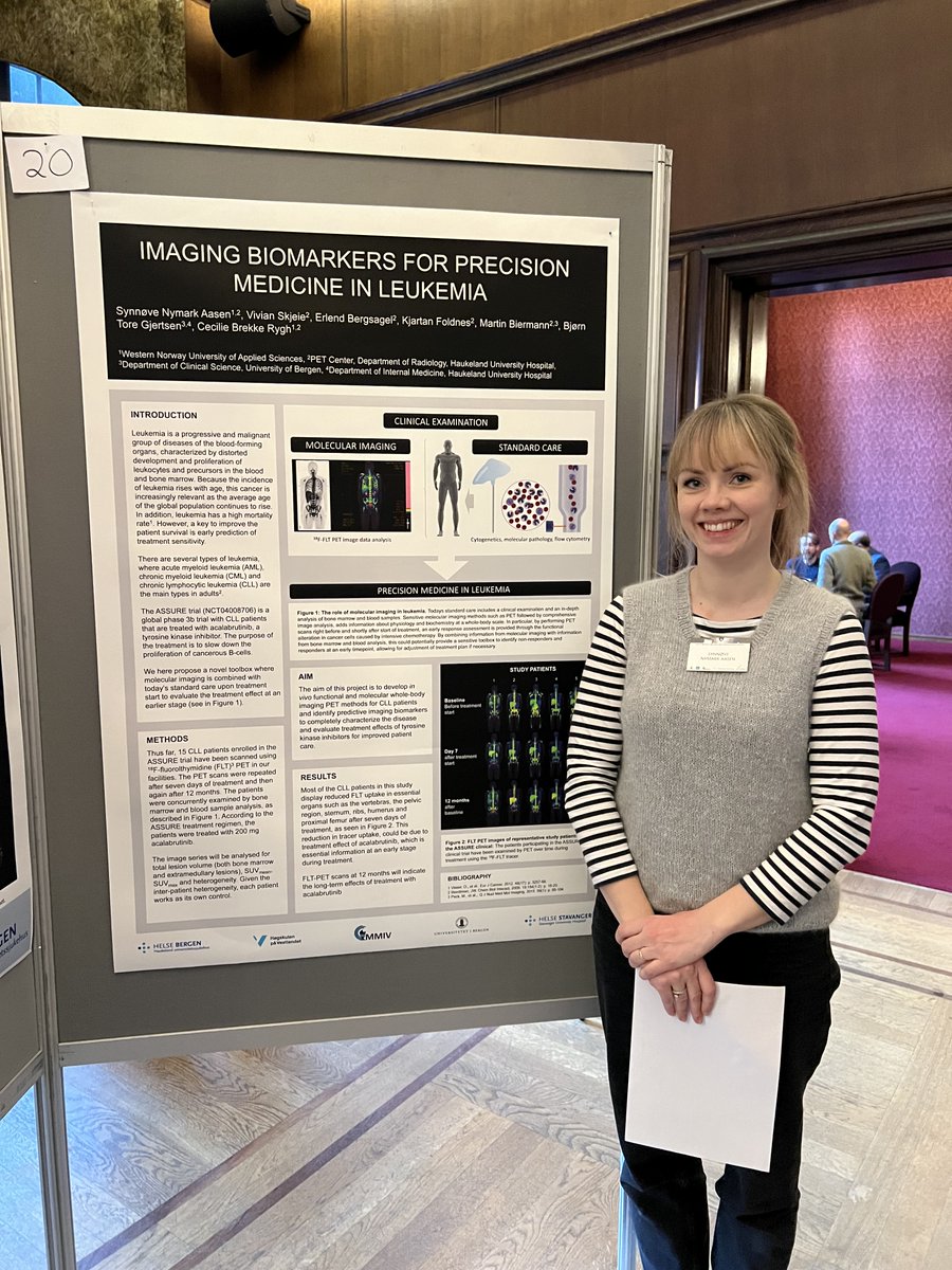 Great poster at <a href="/BergenMMIV/">MMIV</a> conference 2022 <a href="/AasenSyn/">Synnøve Nymark Aasen</a> Presenting research findings on Image Biomarkers for Precision Medicine in Leukemia! Congrats from colleagues at <a href="/HVL_radiograf/">HVL Radiography</a>