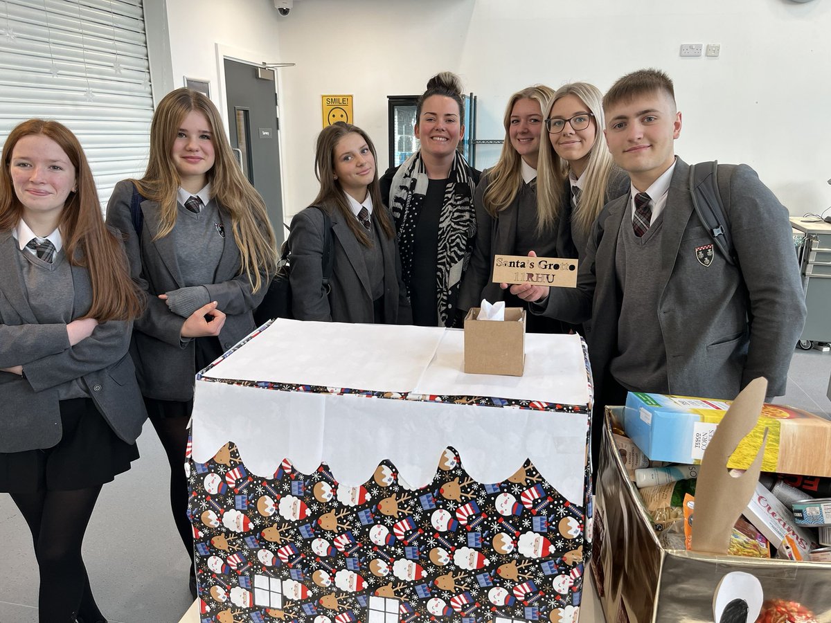 PontHigh's tweet photo. Our annual Christmas hamper collection never fails to impress. Our students and families generously give to those most in need at Christmas. Families across Northumberland and Newcastle will benefit from their generosity. The clear spirit of Christmas in school. @PeleTrust https://t.co/fsg803jZYp