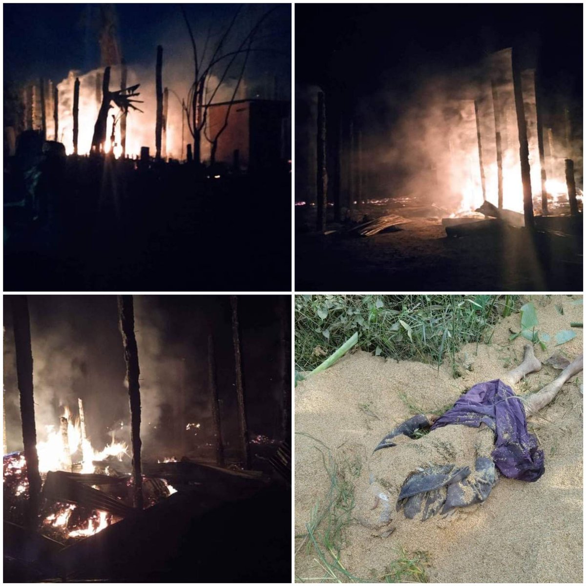 miN13700's tweet photo. [1/2] According to Tigyaing people's administration, in Sagaing's Tigyaing tsp, junta troops burned 222 houses in 10 villages from Dec 5 to Dec 8 &amp; killed USeinMaung (87), a resident of InnTain vlg who went to donate victims of junta's arson in ZeeThaung vlg on Dec8
#2022Dec9Coup https://t.co/dS9pozHUWV