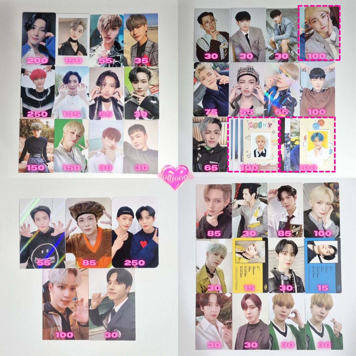 dolljoong's tweet photo. 🎠 — wts lfb ina #bydolljoong ꒱ 

. . . 🛒 ateez assorted pcs

      ✦ (price in IDR) × 1000
      ✦ sby, ina based

t. 에이티즈 포카 양도 홍중 성화 윤호 여상 산 최산 민기 우영 종호 교환 want to sell photocards want to sell pc ina ph sg my #pasarateez #ตลาดนัดateez https://t.co/YuOCkzVGii