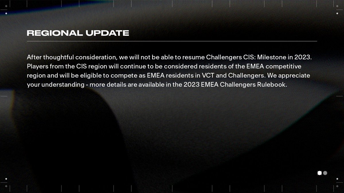 valleague_emea's tweet image. An update regards VALORANT Challengers CIS.