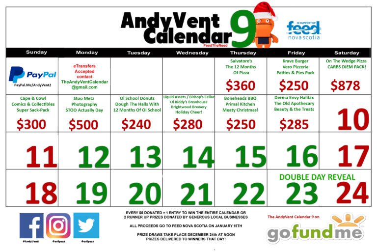 DAY 9! 🎅🏻
$285 Beauty &amp; the Treats pack from <a href="/DermaEnvy/">DermaEnvy Skincare</a> Halifax and <a href="/TOA_Bakery/">The Tortured Pastry Dept.</a>.
Every $5 = 1 entry at a chance to win the entire AndyVent.ca Calendar in support of @feednovascotia 
#FeedTheNeed