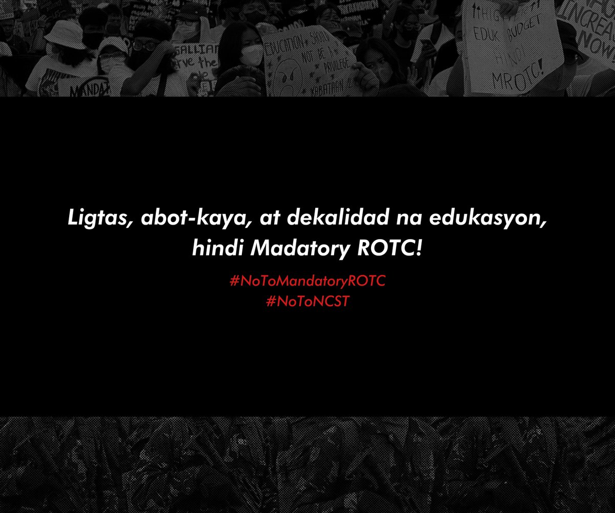 Ako, si Paul ng <a href="/BahaghariNE/">Bahaghari - Nueva Ecija Chapter</a>, ay mariing tinututulan ang Mandatory ROTC sa tabing ng NCST. Ligtas, abot-kaya, at dekalidad na edukasyon dapat ang prayoridad ng gobyerno hindi ang pagpapalaganap ng karahasan at abuso sa mga estudyante. 

#NoToMandatoryROTC
#DefendAcademicFreedo