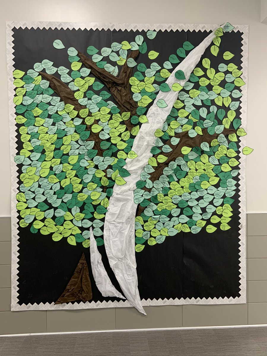 Our beautiful tree @RainesAcademy Each leaf represents a course credit earned by a student this semester #growingtodayleadingtomorrow