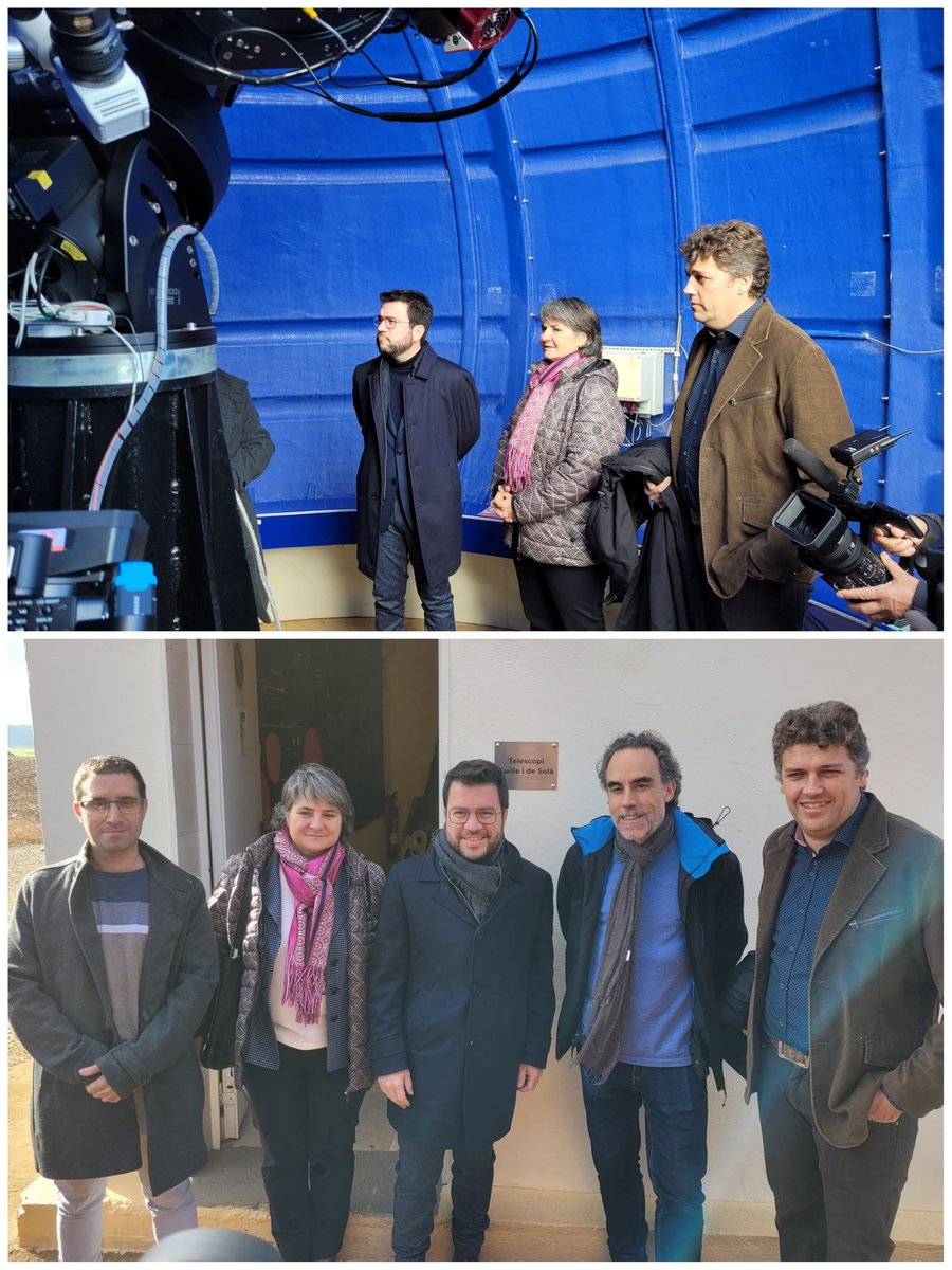 govcatcentral's tweet photo. El president de la Generalitat, @perearagones, ha visitat a l’Observatori de Pujalt (#AltaAnoia), on ha inaugurat el Telescopi Guille i de Solà - TGS acompanyat de la #delegada del @govern a la #CatalunyaCentral, @montsebarniol, i la directora ST d'@educaciocat, @gemma_boix. https://t.co/9IgzzuUZlI