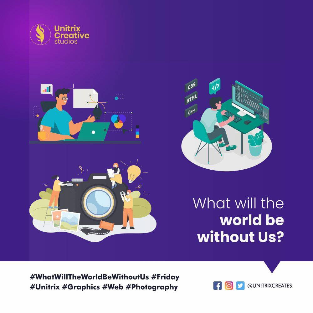 unitrixcreates's tweet image. What will the world be without graphic designers who dedicate their time to creating unique brand logos?

Or web developers who fight to make sure you are always online? Or photographers putting a smile on your face?
#unitrix #Threads