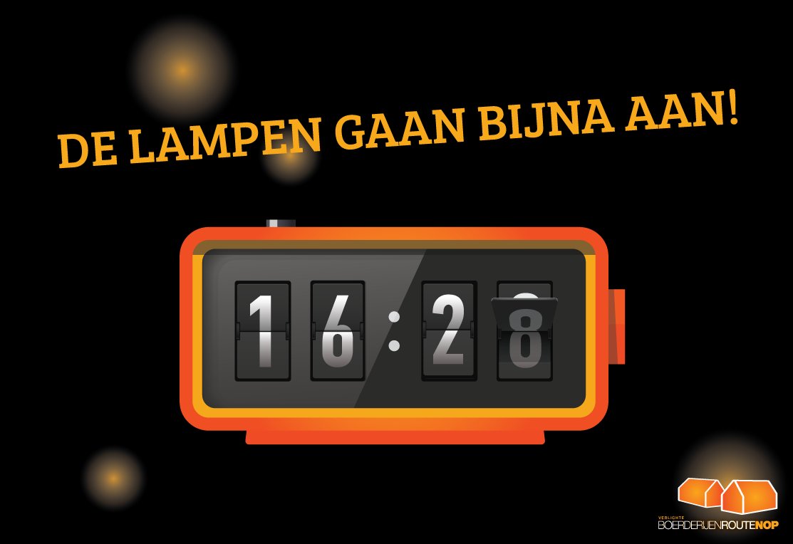 We tellen af naar 16.30 uur! Dan gaan de lampen aan voor de eerste dag van de #verlichteboerderijenroute #noordoostpolder. 

Heb je de <a href="/iziTRAVEL/">izi.TRAVEL</a> audiotour al gedownload? Je leest alles wat je moet weten over de #lichtroute op lichtroutenoordoostpolder.nl