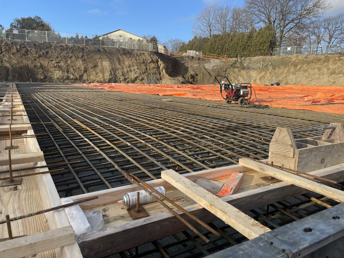 Things are moving along as the excavation is complete, mud slab is poured and rebar has been tied. We are  ready to pour the concrete base slab for the underground cistern tank at the St. George’s GC in Toronto.