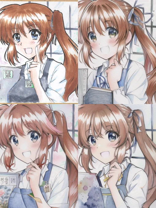 もう一丁次は自信作のなのはさんをAIにぶち込んでみました。AIのは全体的に柔らかい女の子の感じが出てる気がします(*'∀`*) 